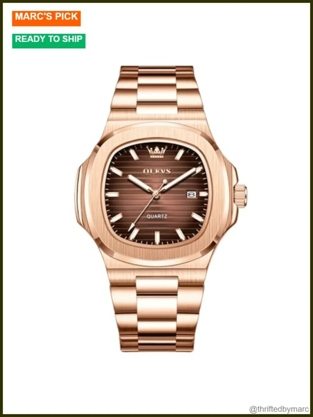 Men's Large Face Stainless Steel Analog Quartz Dress Watch with Date and